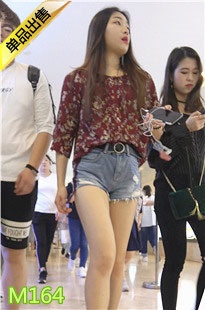 4K-蓝色牛仔热裤极品白腿圆润翘臀长发美女M164[898M]