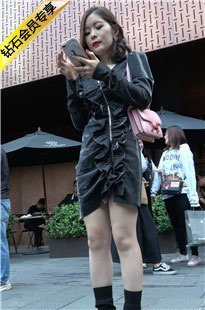 4K-黑色连衣短裙长腿街拍高跟美女DJ251[1.2G]