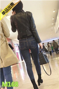 4K-蓝色紧身牛仔裤高跟长腿翘臀美女M168[901M]