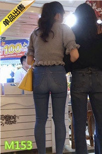 4K-蓝色紧绷牛仔裤员润翘臀极品美女M153[912M]