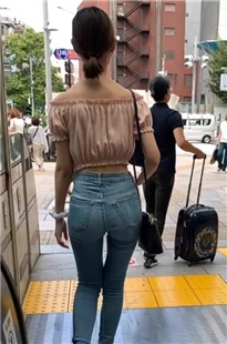 蓝色和白色牛仔铅笔裤性感直腿OL[645M]