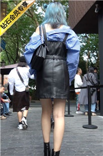 4K-皮短裙长腿街拍高跟美女DJ267[937M]