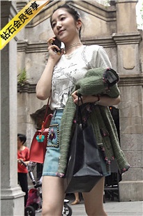 4K-气质街拍牛仔短裙高挑长靴美女DJ151[719M]