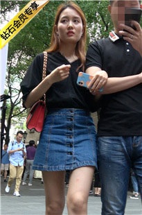 4K-街拍牛仔短裙长腿街拍高跟美女DJ594[1.49G]