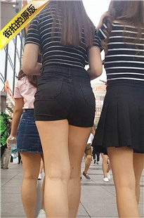 街拍极品圆润翘臀黑色热裤漂亮妹子[420M/MP4]