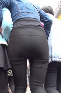 黑色紧身贴身弹力裤丰臀MM [1.08G/MTS]